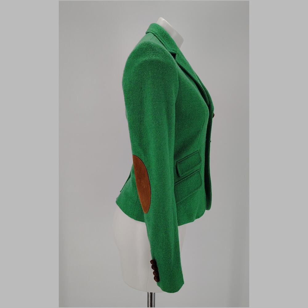Rugby Ralph Lauren Green Wool Suede Arm Patches Equestrian Blazer Jacket Size 2 - Picture 3 of 16